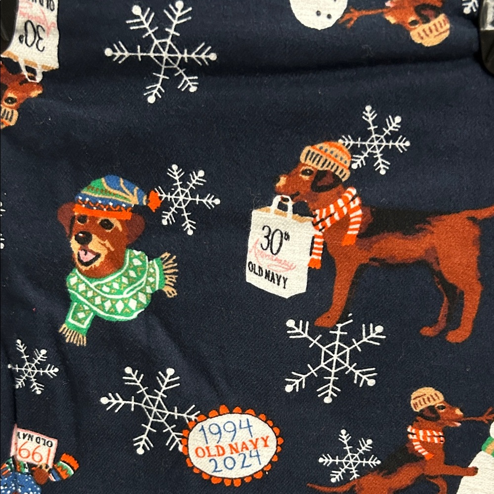 NWT Old Navy Festive Navy Blue Pajama Pants with Holiday Print- Size L - Picture 2 of 5